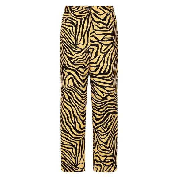NWT KITRI Janice Yellow Zebra Print Cotton Twill Trousers 6 - Picture 5 of 6